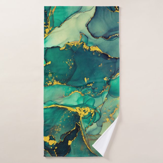 Currents of translucent hues, snaking metallic swi bath towel (Bath Towel)