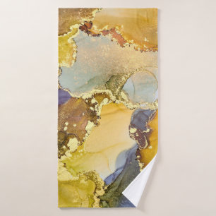 Currents of translucent hues, snaking metallic swi bath towel