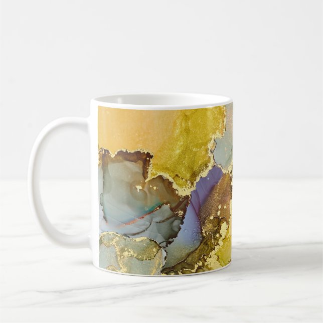 Currents of translucent hues, snaking metallic swi coffee mug (Left)