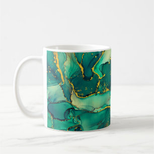 Currents of translucent hues, snaking metallic swi coffee mug