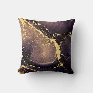 Currents of translucent hues, snaking metallic swi cushion