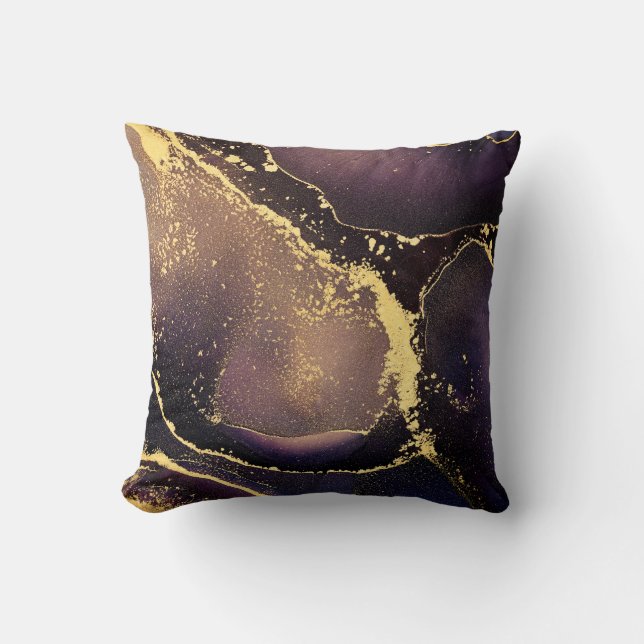 Currents of translucent hues, snaking metallic swi cushion (Front)