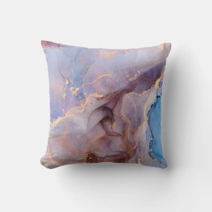 Currents of translucent hues, snaking metallic swi cushion