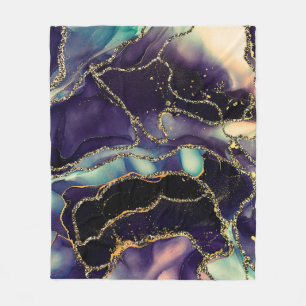 Currents of translucent hues, snaking metallic swi fleece blanket