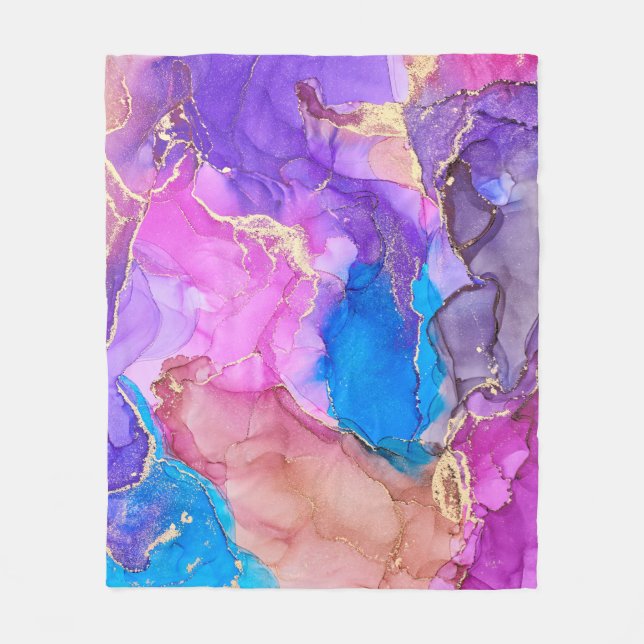 Currents of translucent hues, snaking metallic swi fleece blanket (Front)