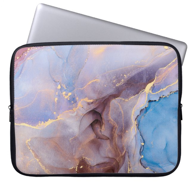 Currents of translucent hues, snaking metallic swi laptop sleeve (Front)