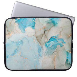 Currents of translucent hues, snaking metallic swi laptop sleeve