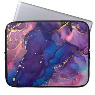 Currents of translucent hues, snaking metallic swi laptop sleeve