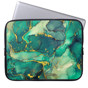 Currents of translucent hues, snaking metallic swi laptop sleeve
