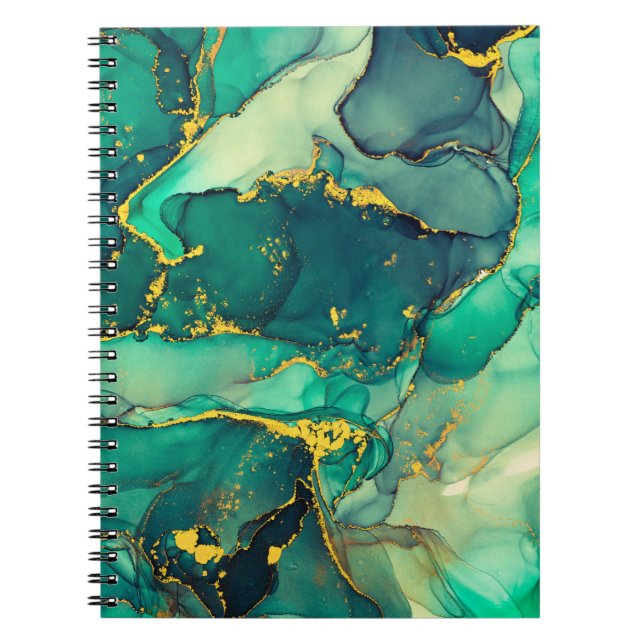 Currents of translucent hues, snaking metallic swi notebook (Front)