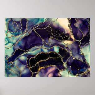 Currents of translucent hues, snaking metallic swi poster