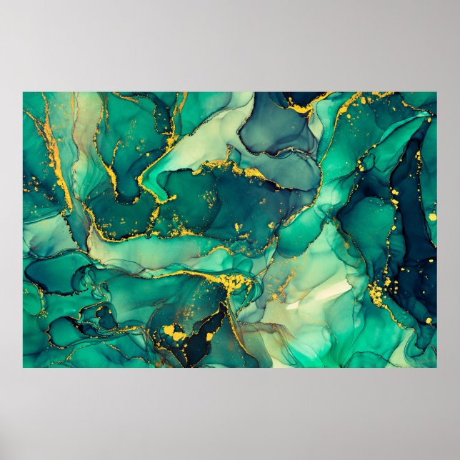 Currents of translucent hues, snaking metallic swi poster (Front)