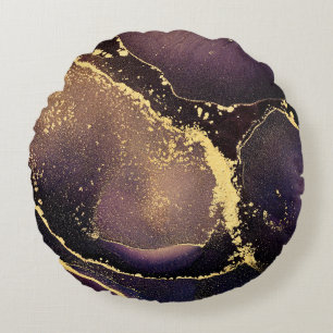 Currents of translucent hues, snaking metallic swi round cushion