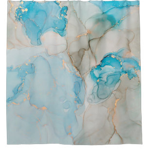 Currents of translucent hues, snaking metallic swi shower curtain
