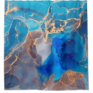 Currents of translucent hues, snaking metallic swi shower curtain