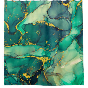 Currents of translucent hues, snaking metallic swi shower curtain