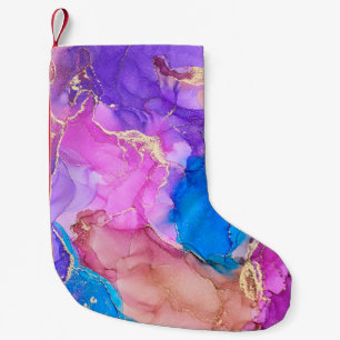 Currents of translucent hues, snaking metallic swi small christmas stocking
