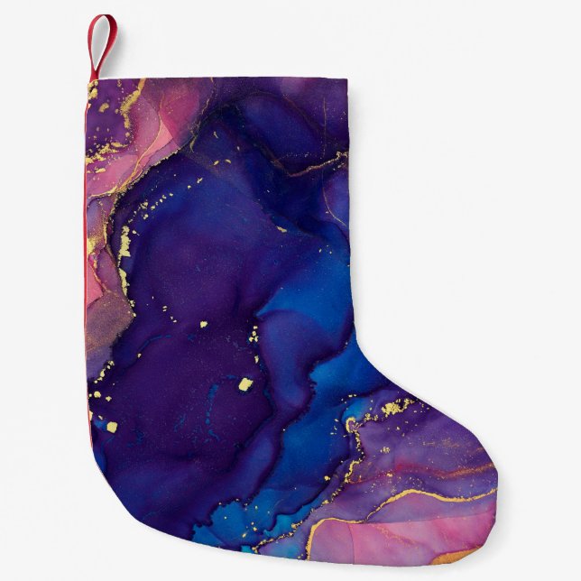 Currents of translucent hues, snaking metallic swi small christmas stocking (Front)