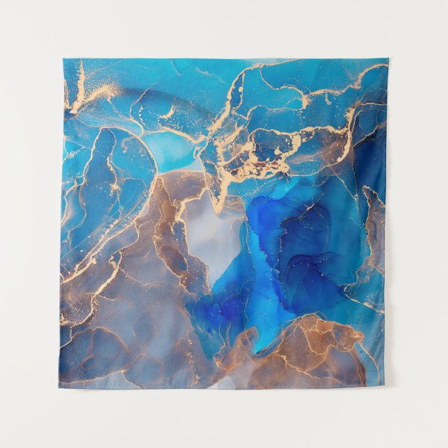 Currents of translucent hues, snaking metallic swi tapestry (Front)