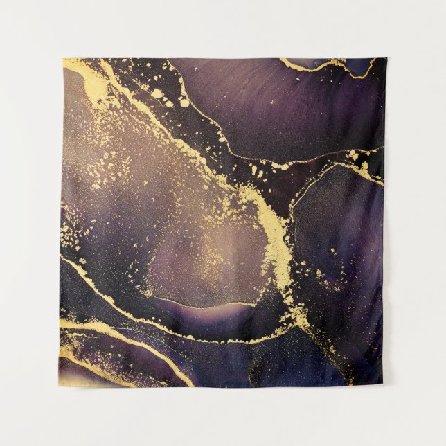 Currents of translucent hues, snaking metallic swi tapestry (Front)