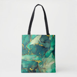 Currents of translucent hues, snaking metallic swi tote bag