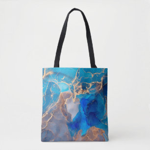 Currents of translucent hues, snaking metallic swi tote bag