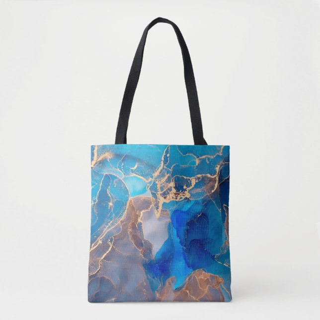 Currents of translucent hues, snaking metallic swi tote bag (Front)