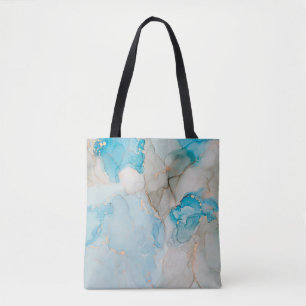 Currents of translucent hues, snaking metallic swi tote bag