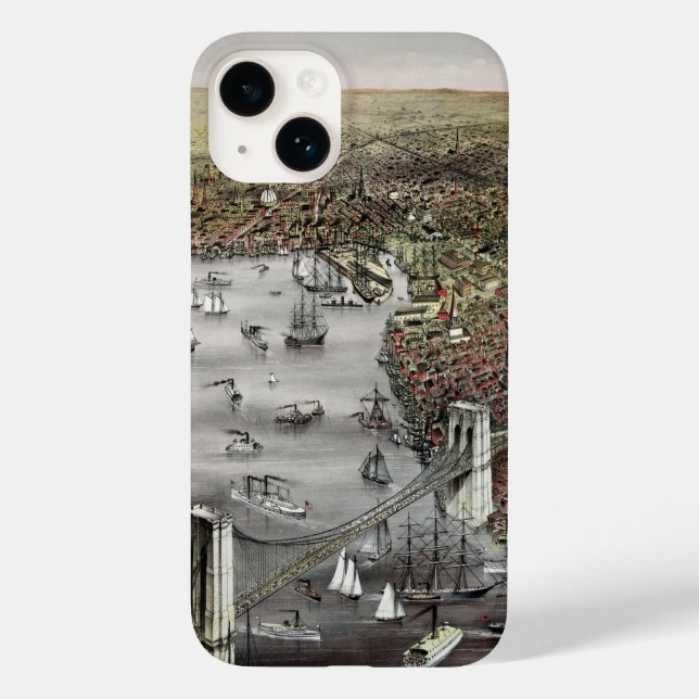Currier and Ives print of Brooklyn, 1886 Case-Mate iPhone Case (Back)
