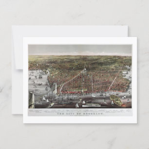 Currier and Ives print of Brooklyn, 1886 Postcard