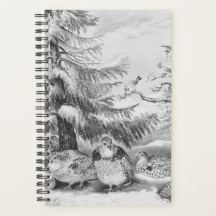 Currier Ives Vintage Winter Evergreens Birds Planner
