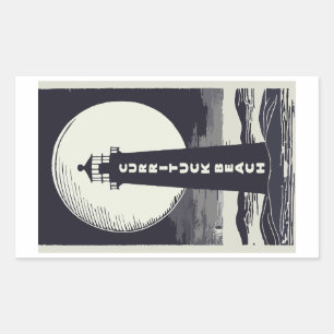 Currituck Beach Lighthouse Moon Rectangular Sticker