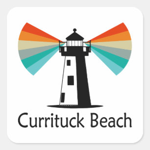 Currituck Beach Lighthouse Rainbow Square Sticker