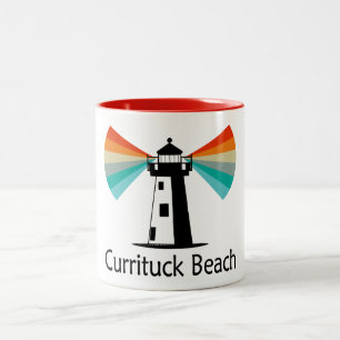 Currituck Beach Lighthouse Rainbow Two-Tone Coffee Mug