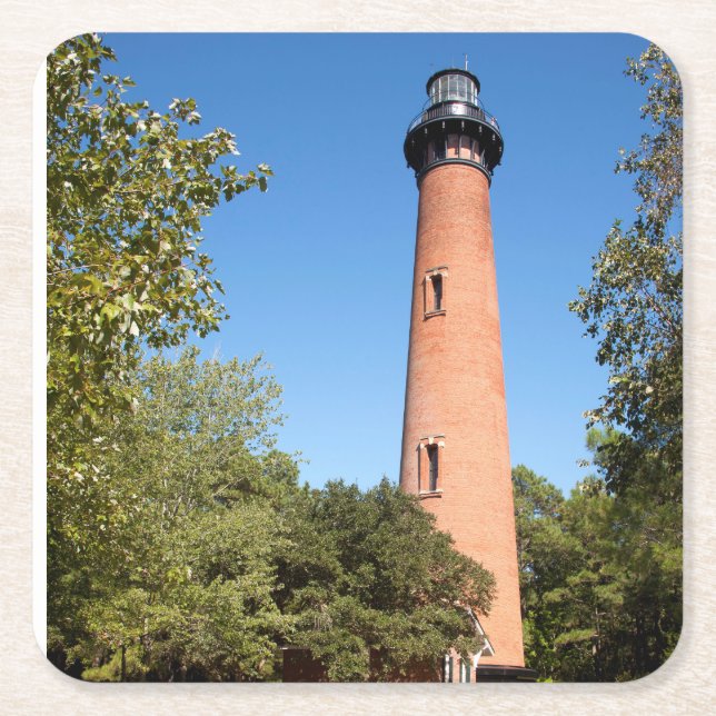 Currituck Beach Lighthouse Square Paper Coaster (Front)