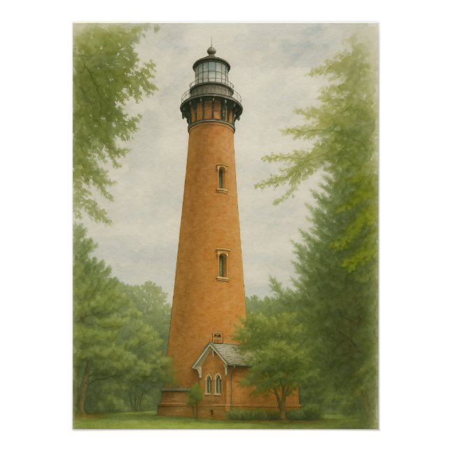 Currituck Beach Lighthouse Watercolor Poster (Front)