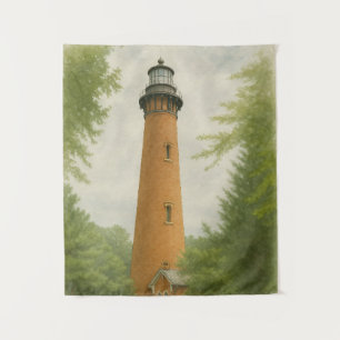Currituck Beach Lighthouse Watercolor Tapestry