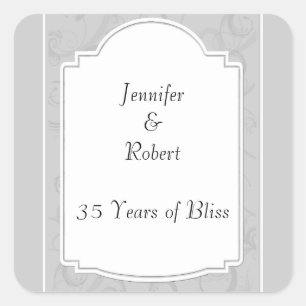 Currved Art Deco Diva Anniversary Square Sticker