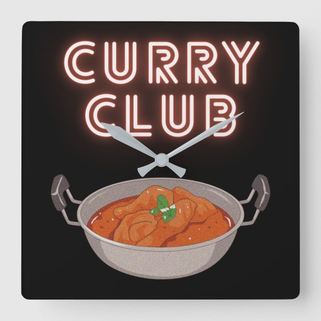 Curry Club     Square Wall Clock (Front)