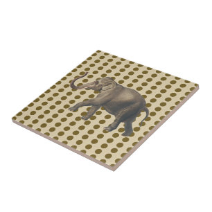 Curry Spice Moods Dots with Elephant Ceramic Tile