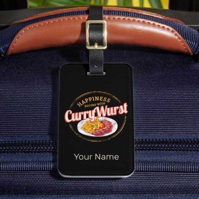 Currywurst Retro Sausage Vintage French Fries Luggage Tag (Front Insitu 2)