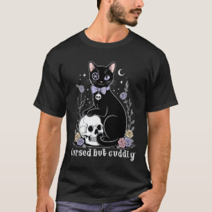.Cursed But Cuddly Gothic Black Cat Occult Cute Ae T-Shirt