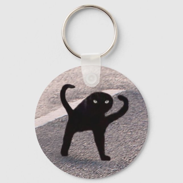 Cursed Cat Meme Double Sided Keychain (Front)