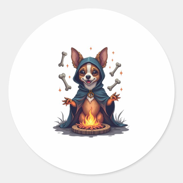 Cursed Chihuahua Ritual Dog Classic Round Sticker (Front)