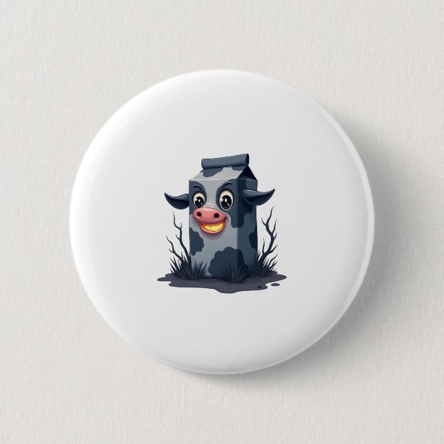 Cursed Milk Carton Cow 6 Cm Round Badge (Front)