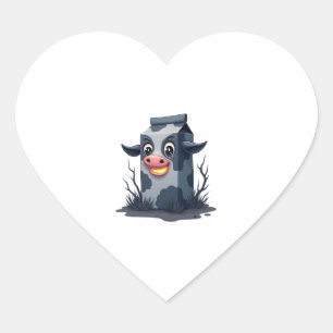 Cursed Milk Carton Cow Heart Sticker