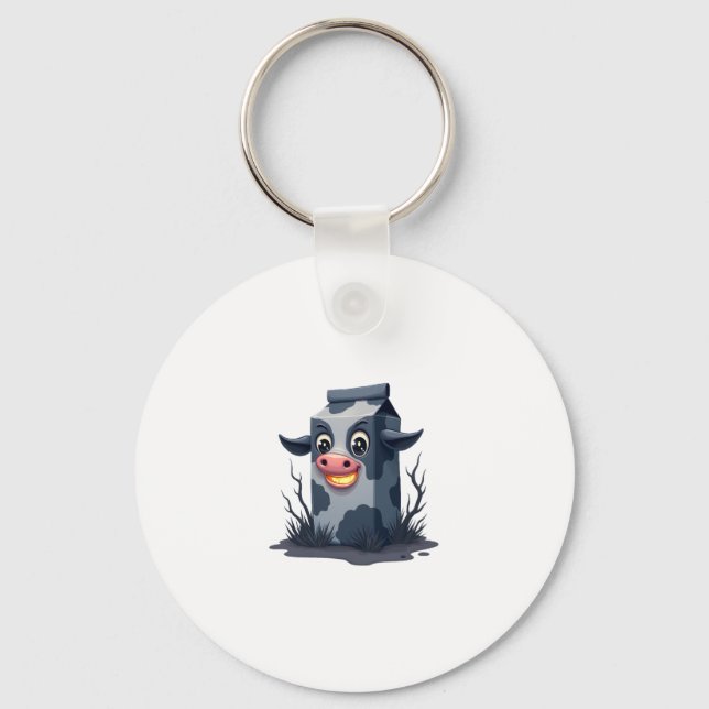 Cursed Milk Carton Cow Key Ring (Front)