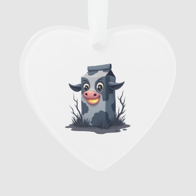 Cursed Milk Carton Cow Ornament (Front)