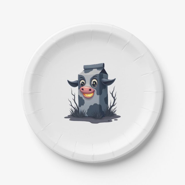 Cursed Milk Carton Cow Paper Plate (Front)