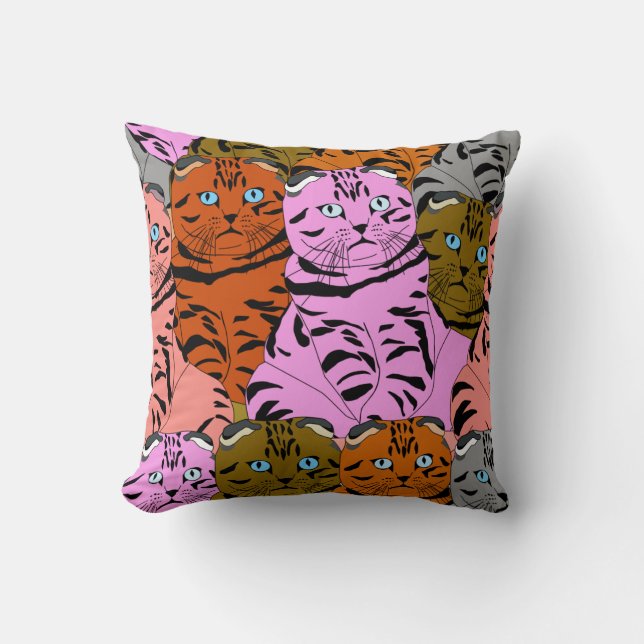 Cursed Pictures of Cats Animal Art Stupid Looking  Cushion (Front)